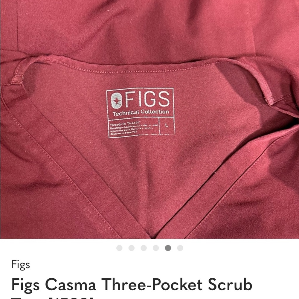 Figs Burgundy Casma Three-Pocket Scrub Top. [1599]